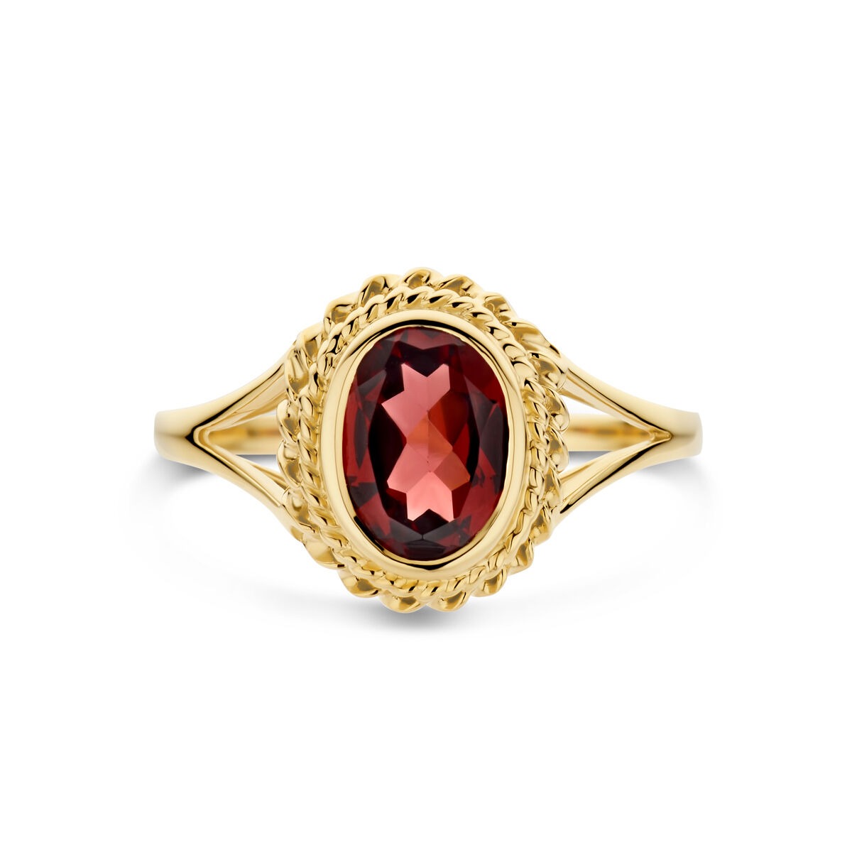 14 Karat Gelbgoldring mit Granat