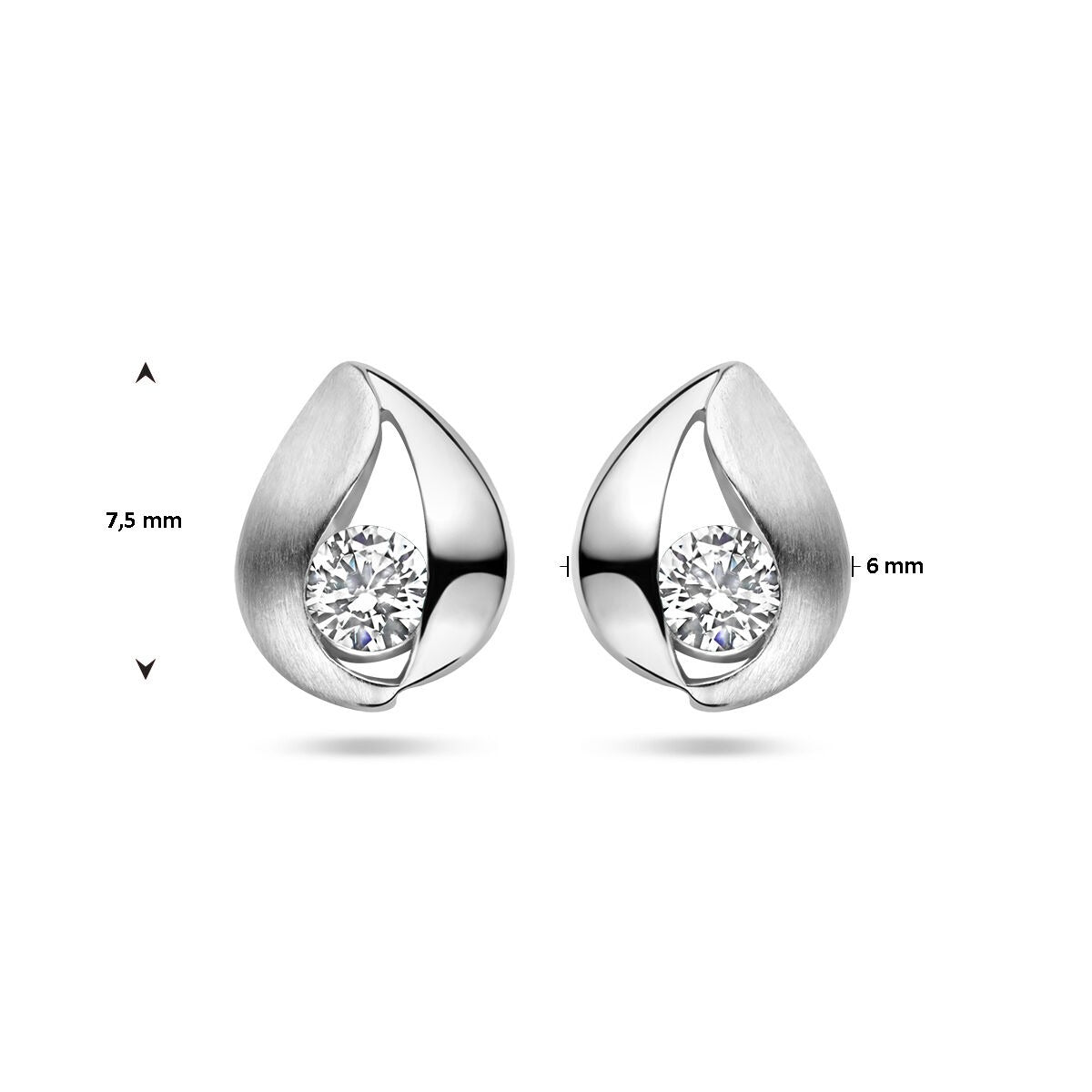925 rhodiniertes Silber Ohrstecker mit Zirkonia
