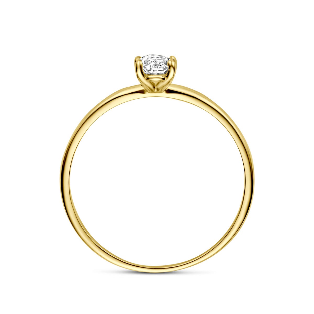 Goldring mit Zirkonia – oval geschliffen, 9K Gelbgold