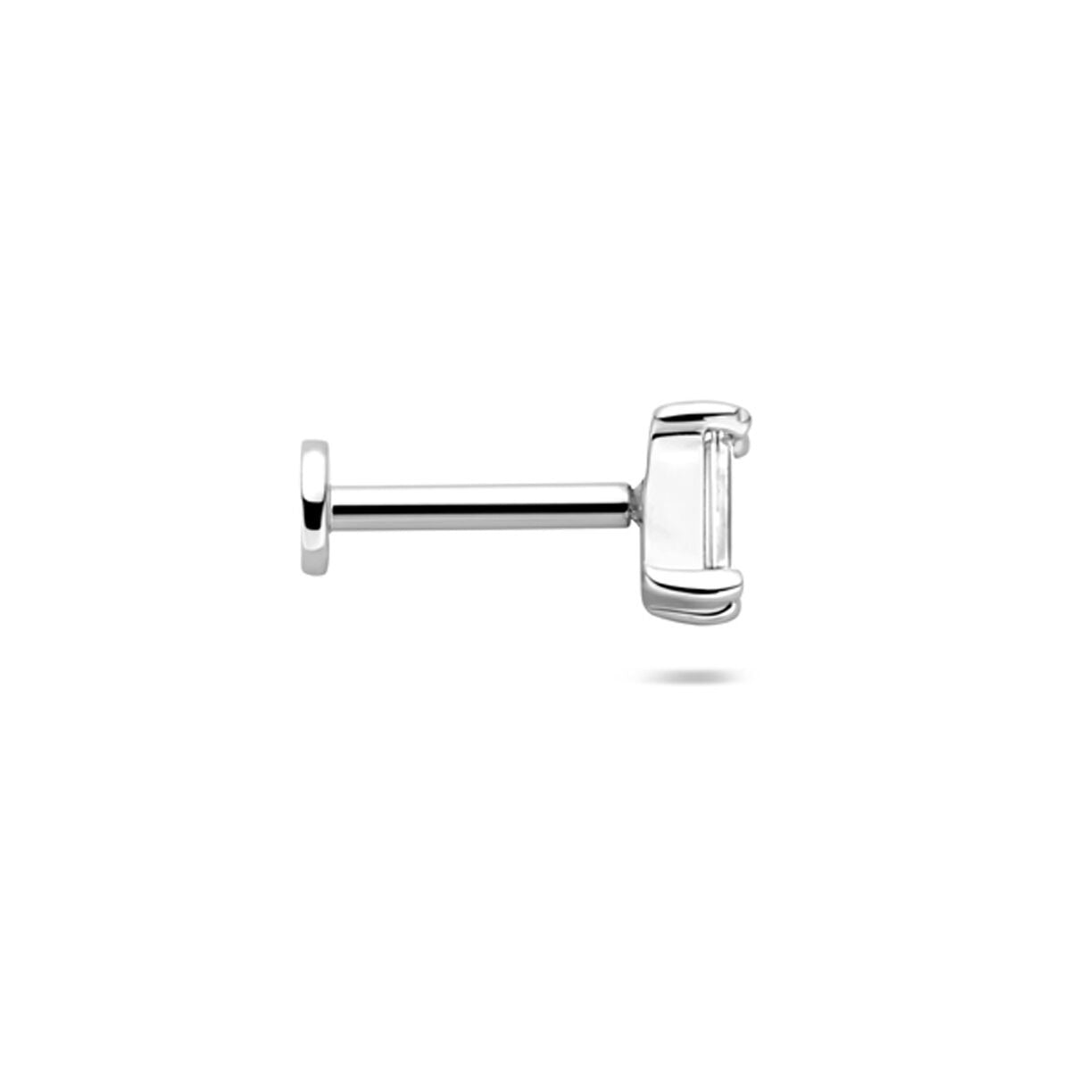 925 Rhodiniertes Silber Flat Back Piercing mit Zirkonia