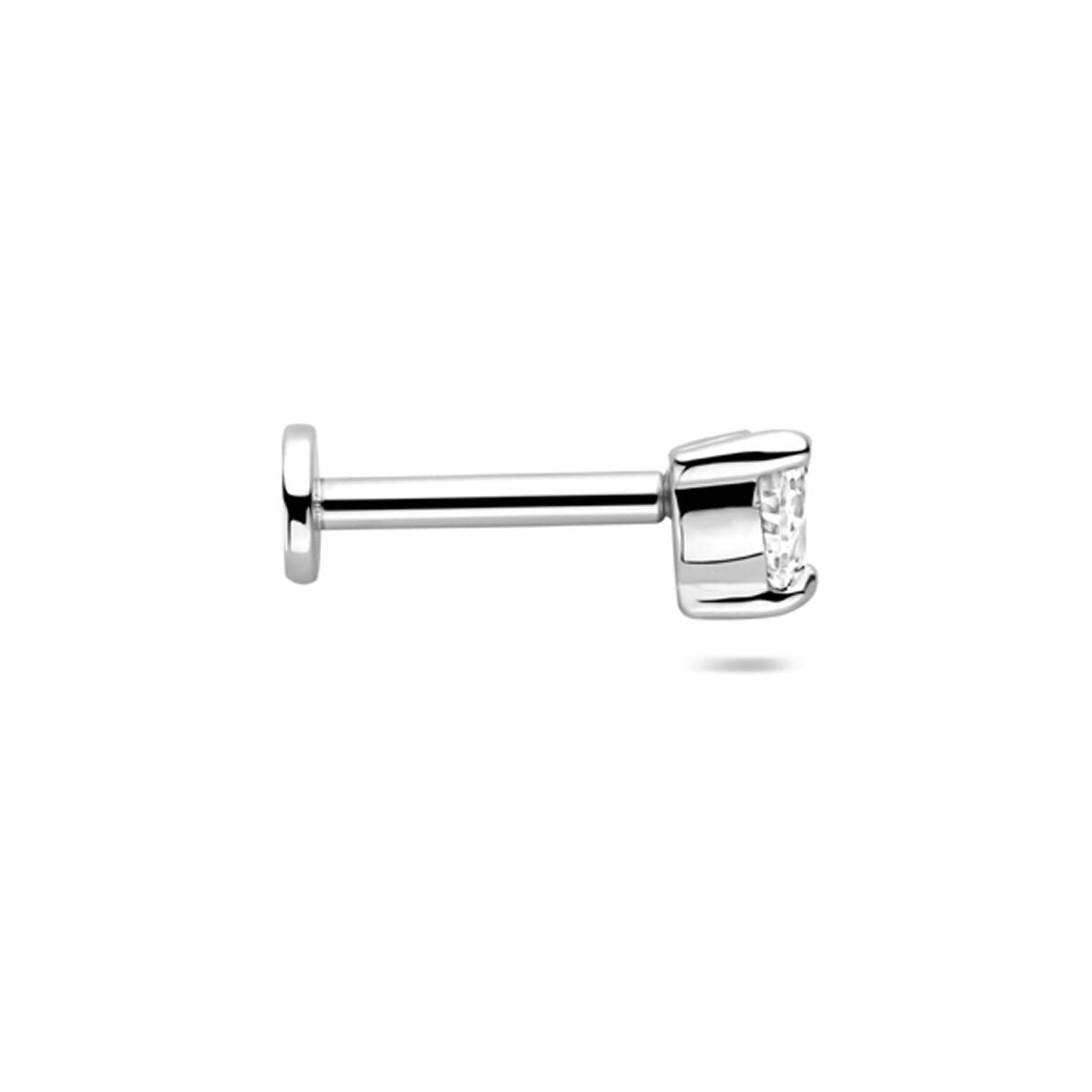 925 rhodiniertes Silber-Flatback-Piercing mit Zirkonia