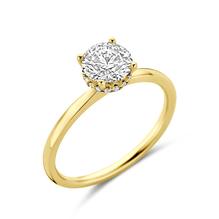 14k Geelgouden ring met lab grown diamant 1.07ct