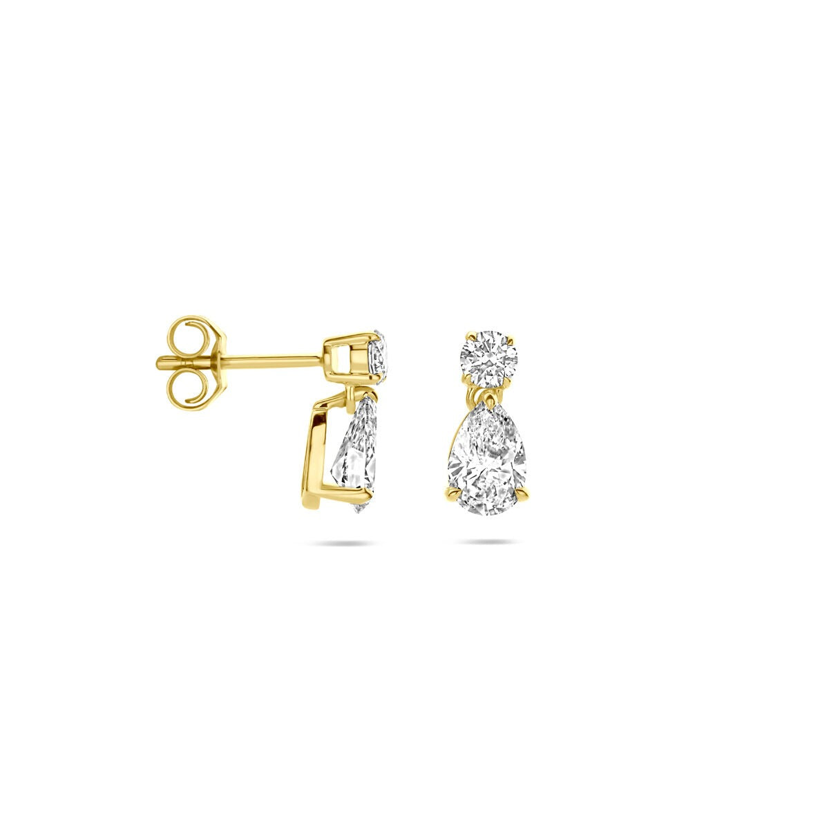 14k Gelbgold Ohrhänger mit lab grown Diamanten im Tropfenschliff – 1.25 ct
