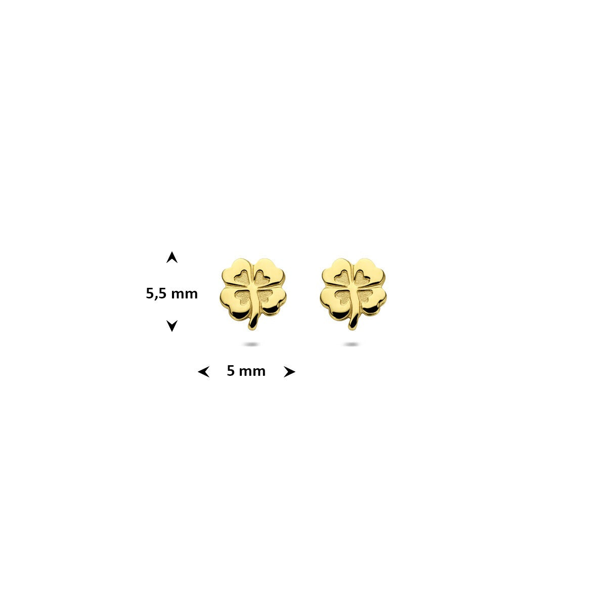 Gelbgoldene Ohrstecker mit Kleeblatt – 14 Karat
