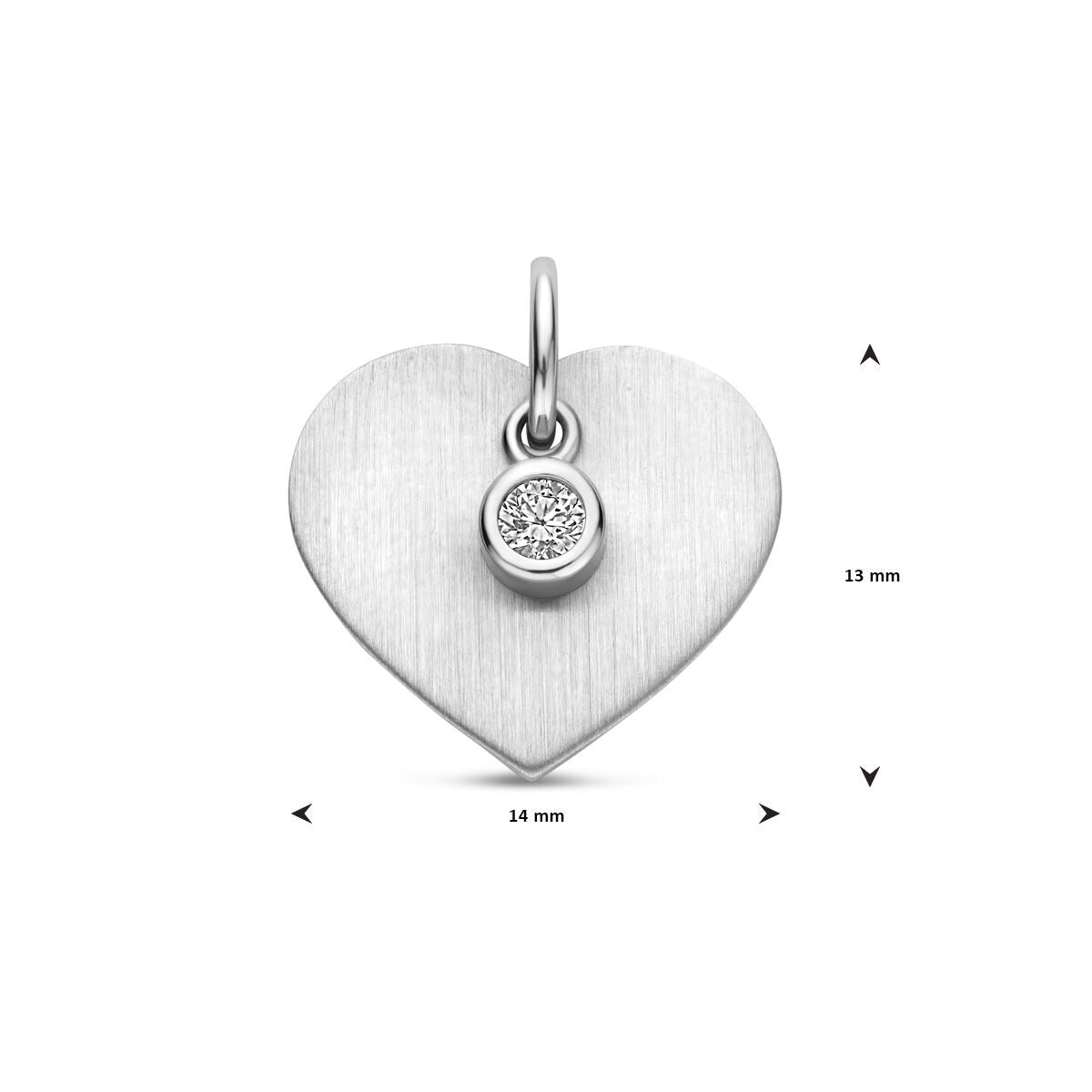 Rhodiniertes Herzanhänger zum Gravieren aus Silber mit Zirkonia
