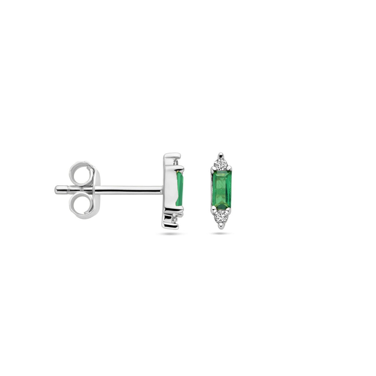 Damen-Ohrstecker aus Silber mit grünen und weißen Zirkonia – rhodiniert 8 mm
