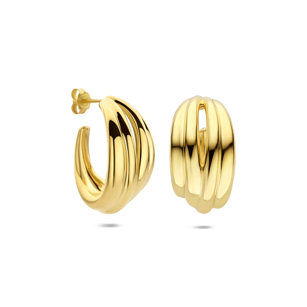 Vergoldete silberne Steckerohrringe – elegante Form mit goldenem Glanz