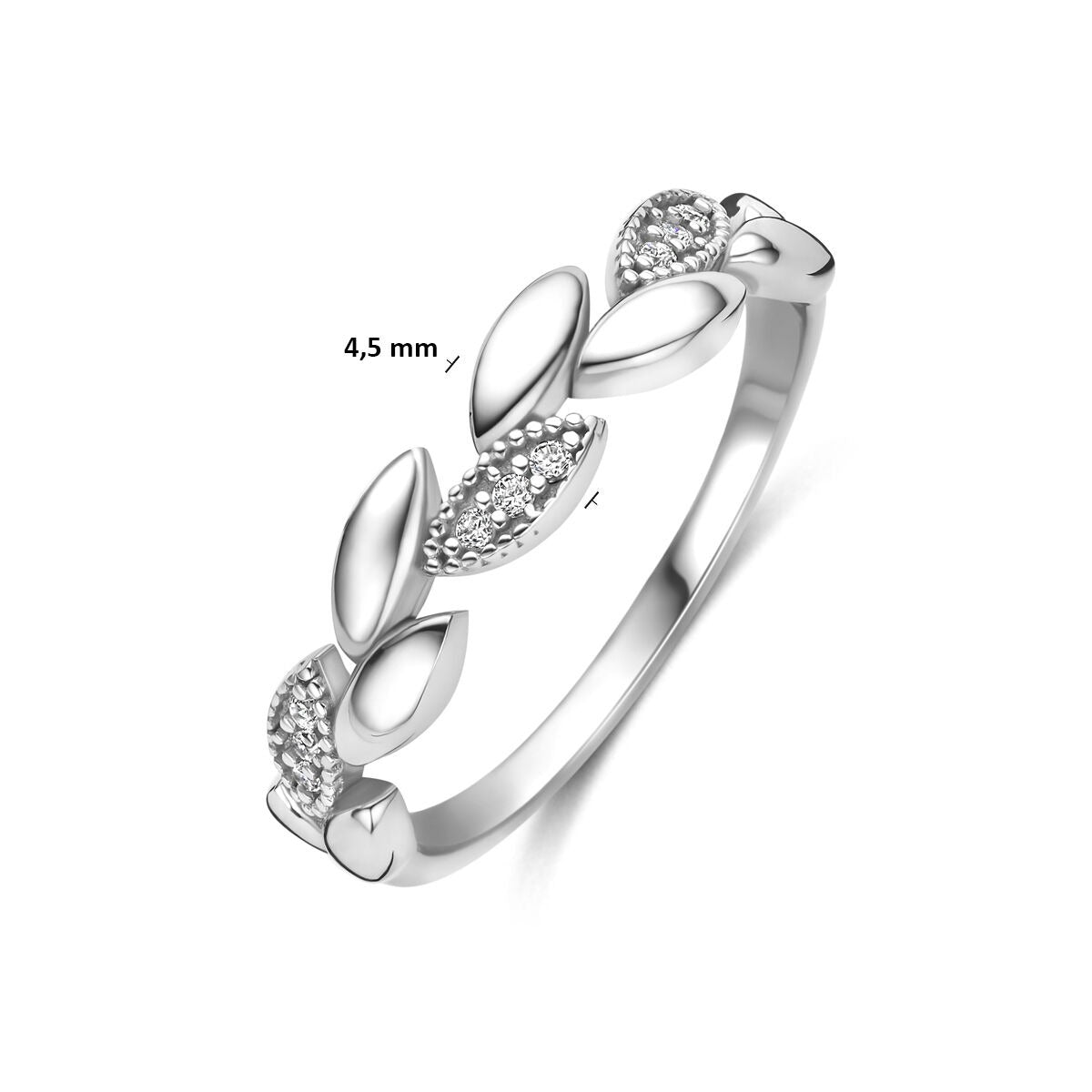 Rhodinierter Ring aus 925er Silber mit Zirkonia