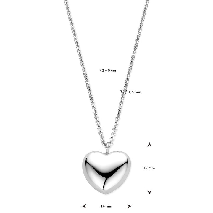 Halskette Herz 1,5 mm 42 + 5 cm Silber rhodiniert