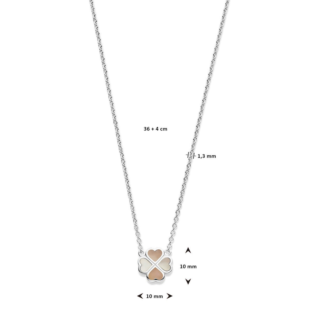 Halskette Kleeblatt Perlmutt 36 + 4 cm Silber rhodiniert