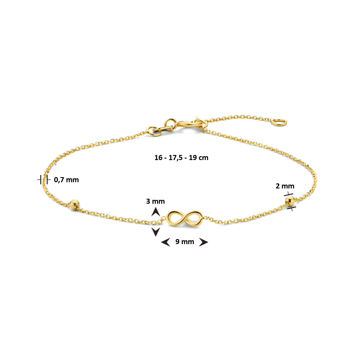9k Gelbgold Armband Unendlichkeit