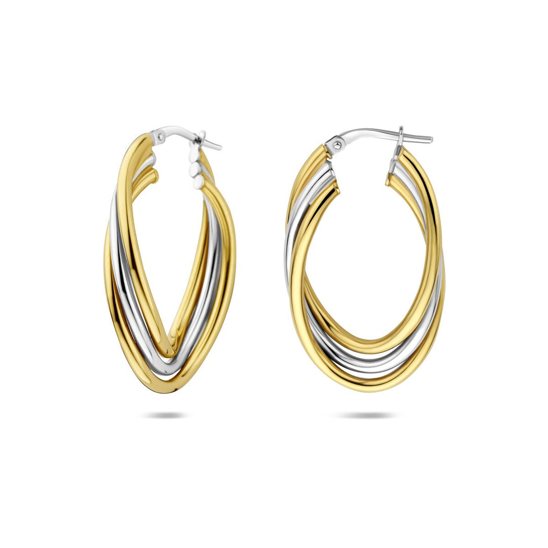 Bicolor zilveren oorringen ovaal – elegant contrast in goud en zilver
