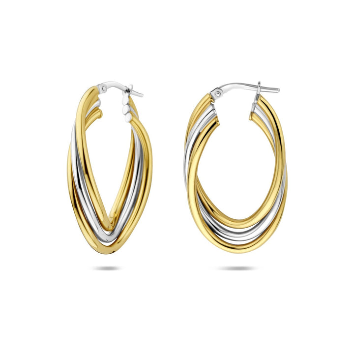 Bicolor zilveren oorringen ovaal – elegant contrast in goud en zilver