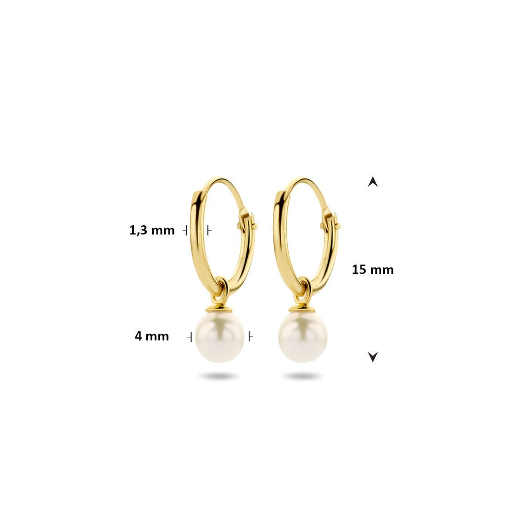 Ohrringe mit Anhänger Süßwasserperle 14K Gelbgold