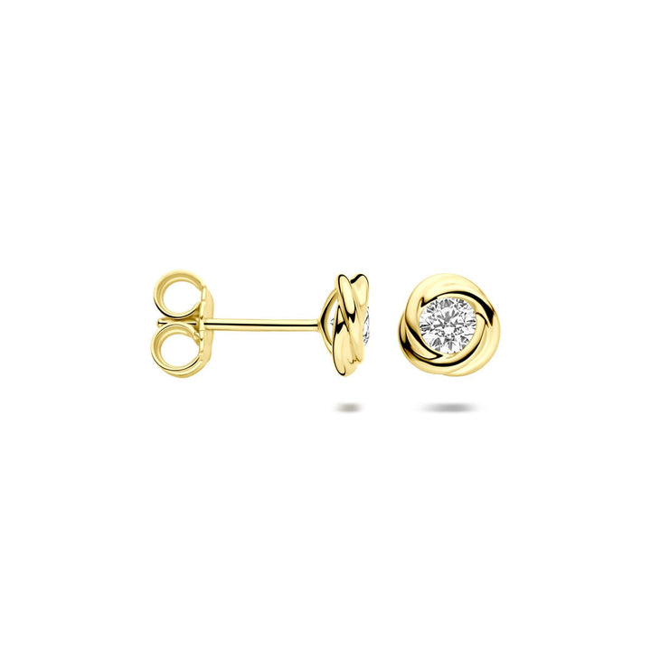 Gouden Oorknopjes 14k met Zirkonia – Solitaire Zetting