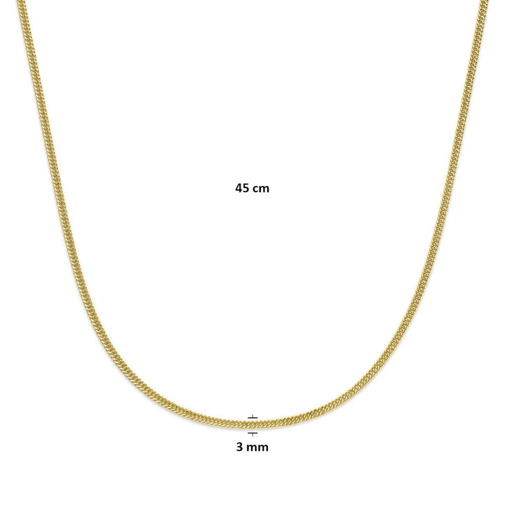 14k geelgouden gourmette collier met zilveren kern – 45cm