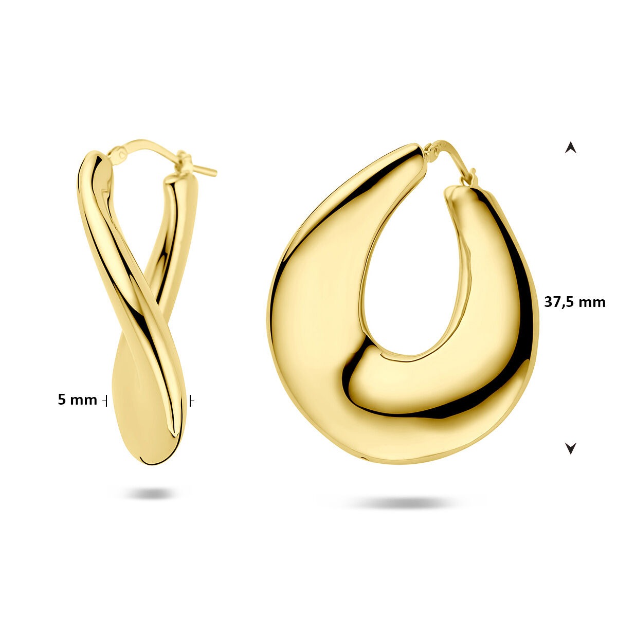 Vergoldete Silberohrringe 37,5 mm – elegantes Statement in Goldfarbe