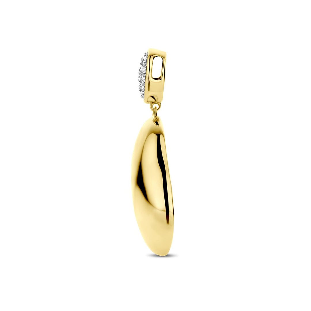Gouden hanger met diamant – 14k geelgoud, pavé gezet 0.20ct h si 34 mm