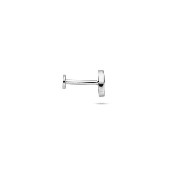 Gerhodineerd zilveren flat back piercing in de vorm van het boze oog met zirkonia