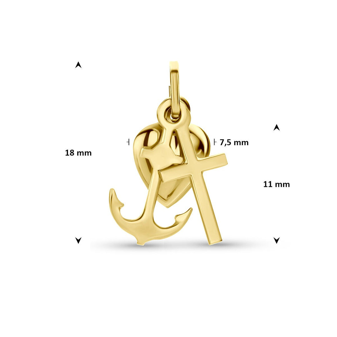 9k Geelgouden hanger Geloof Hoop en Liefde