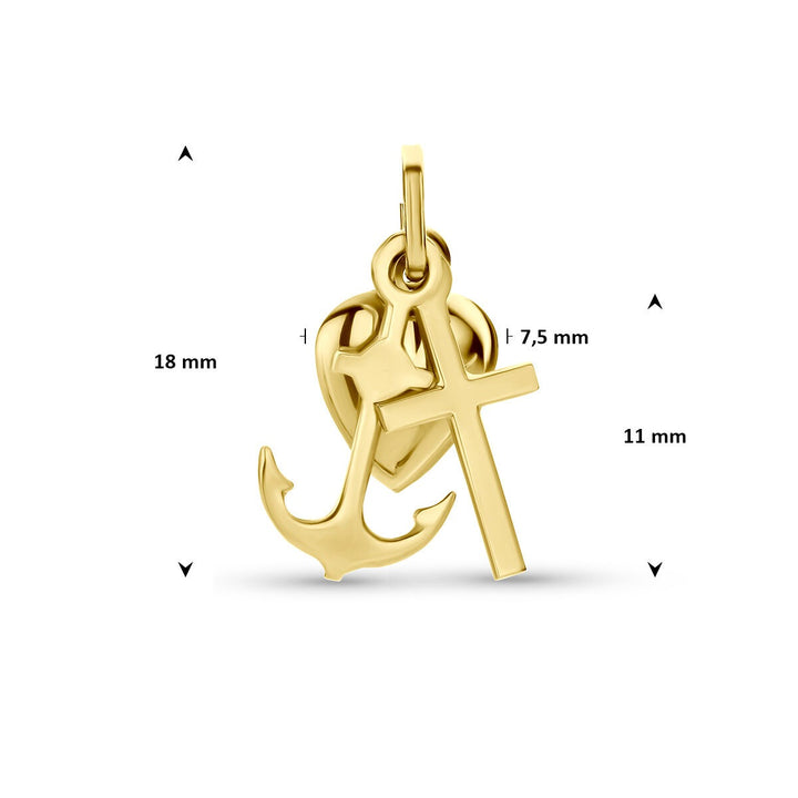 9k Geelgouden hanger Geloof Hoop en Liefde