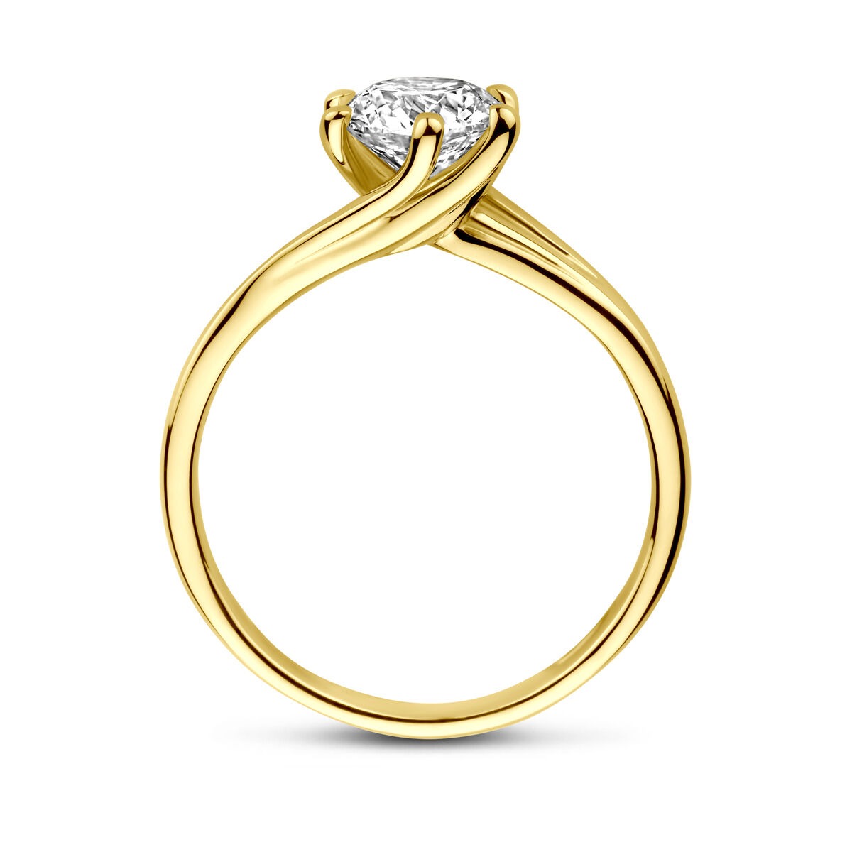 14 Karat Gelbgoldring mit 1.00 Karat im Labor gezüchtetem Diamanten