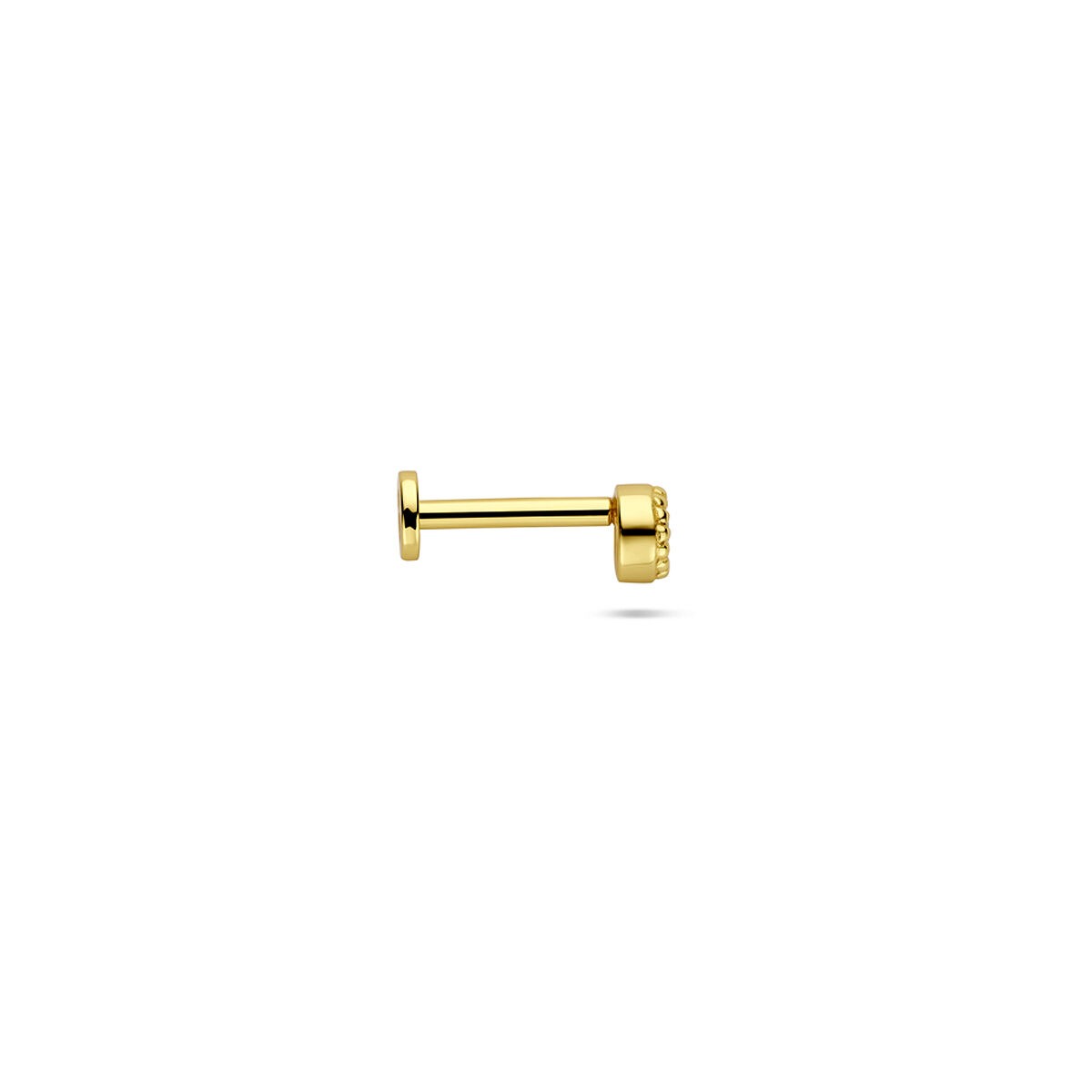 Vergoldetes 925er Silber Flat Back Piercing mit runden Zirkonia