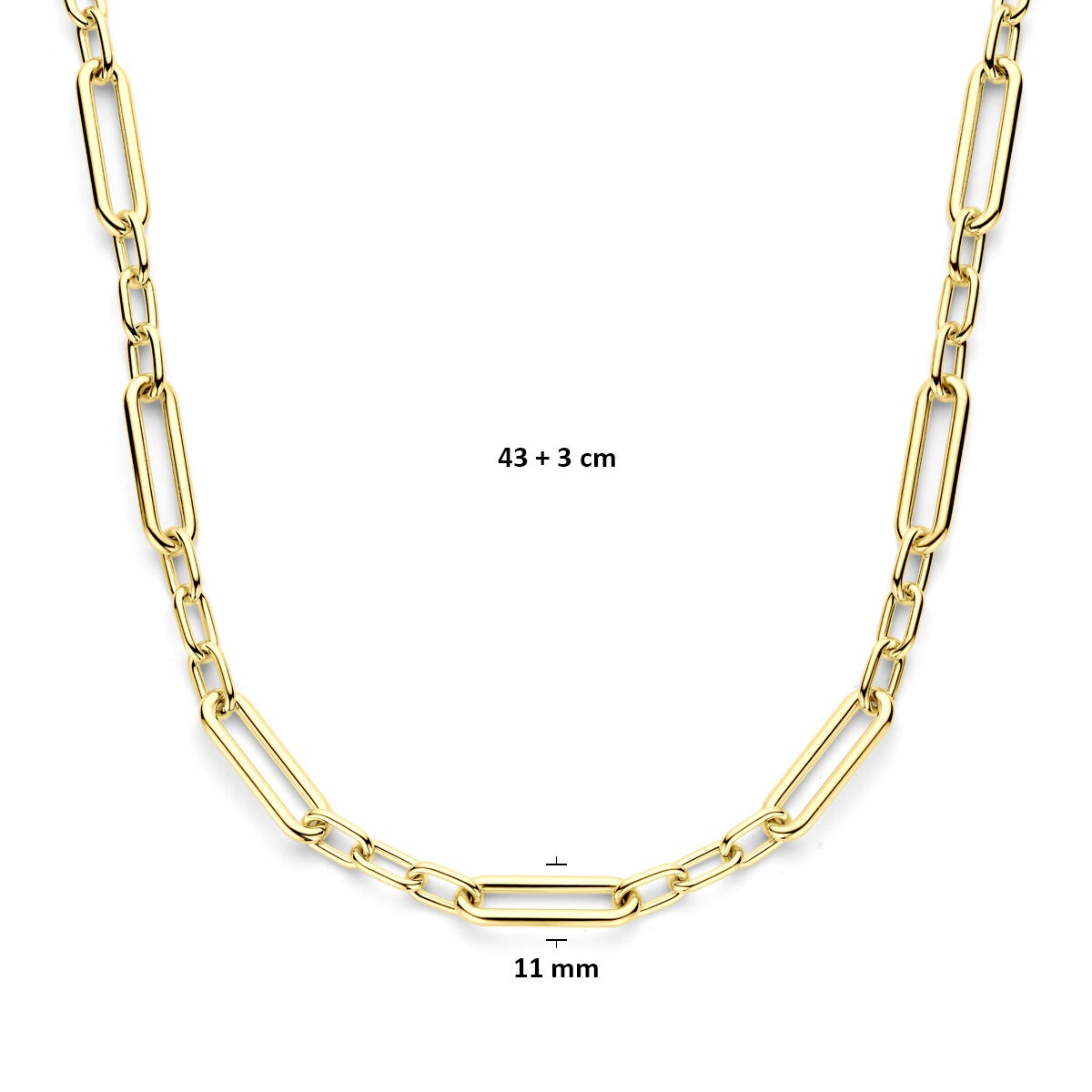 Goldankerhalskette Damen – 14k mit Karabinerverschluss 11 mm 43 + 3 cm