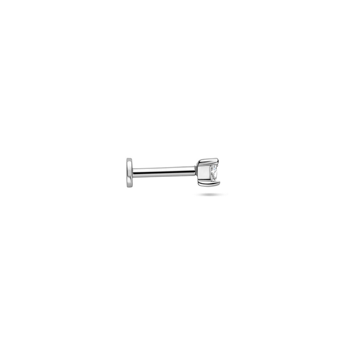 Silbernes Flat-Back-Piercing mit dreieckigem Zirkonia – rhodiniertes 925er Silber