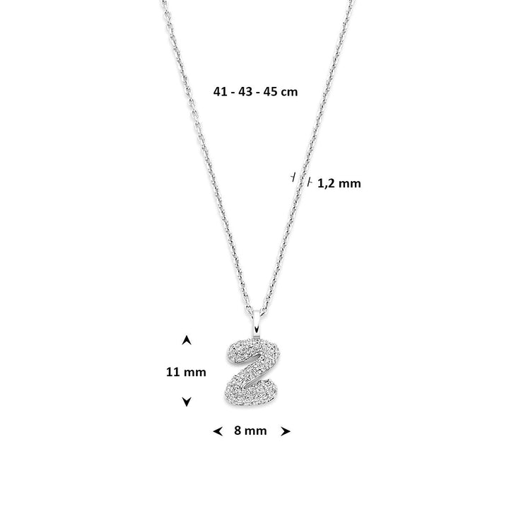 Halskette Buchstabe Zirkonia 41 - 43 - 45 cm Silber rhodiniert