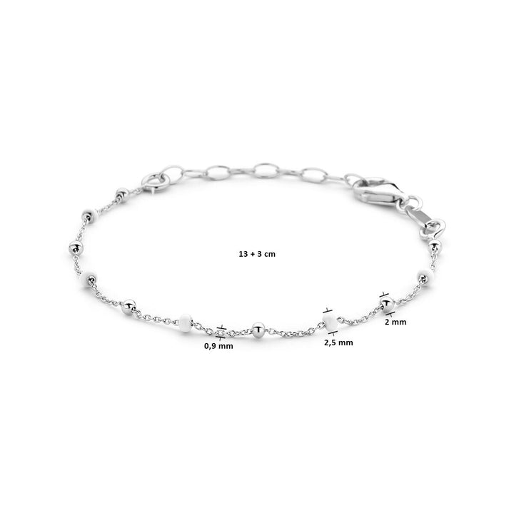 Armband weiße Emaille-Kugeln 13 + 3 cm Silber rhodiniert