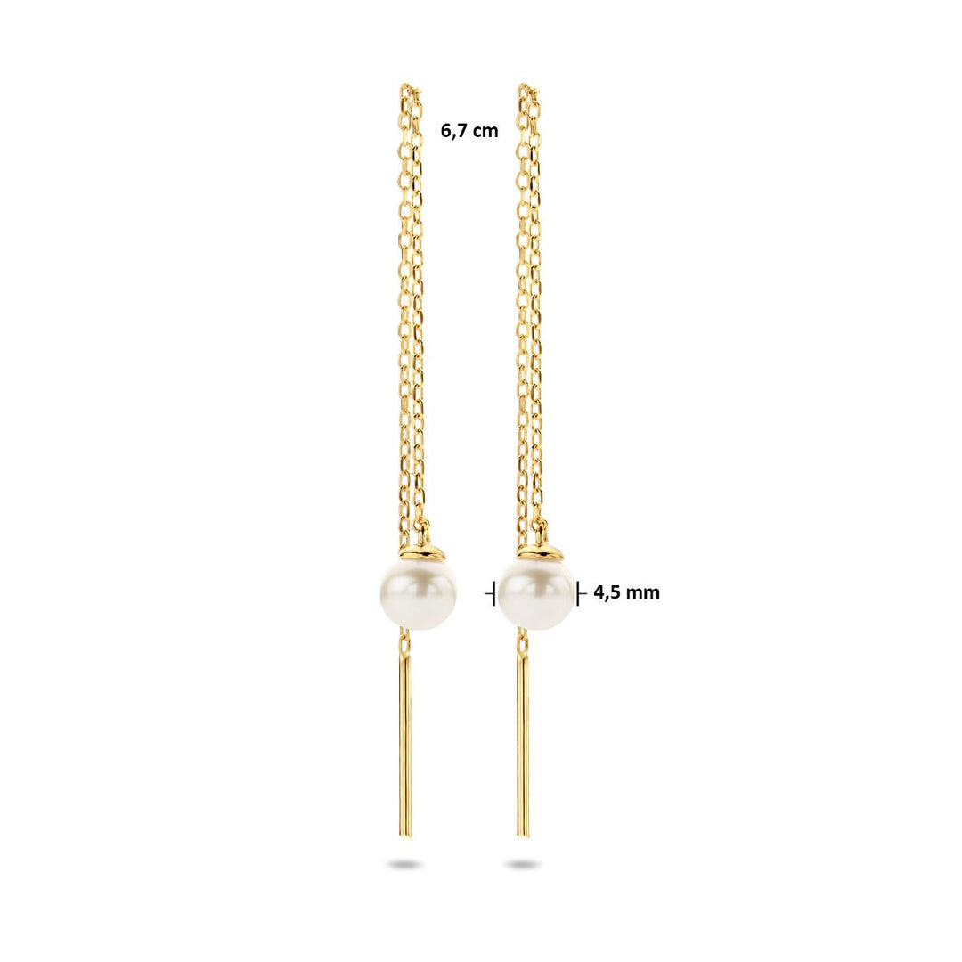 Durchziehohrringe Perle 14K Gelbgold