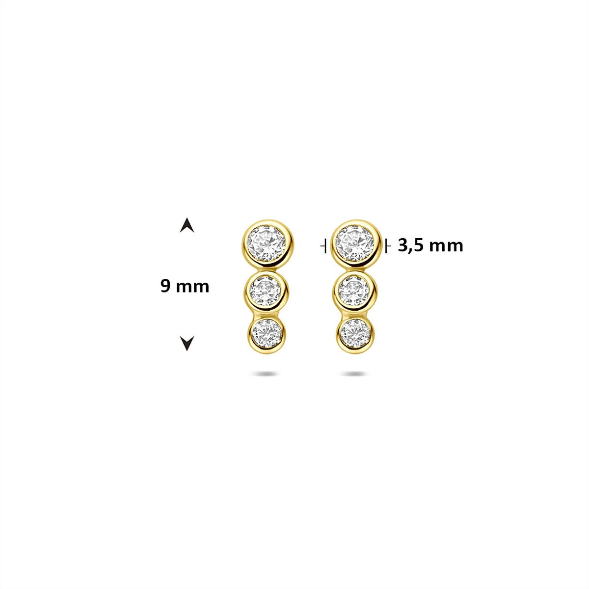 9k Gelbgold Ohrstecker mit Zirkonia – subtiles Funkeln in raffinierter Form