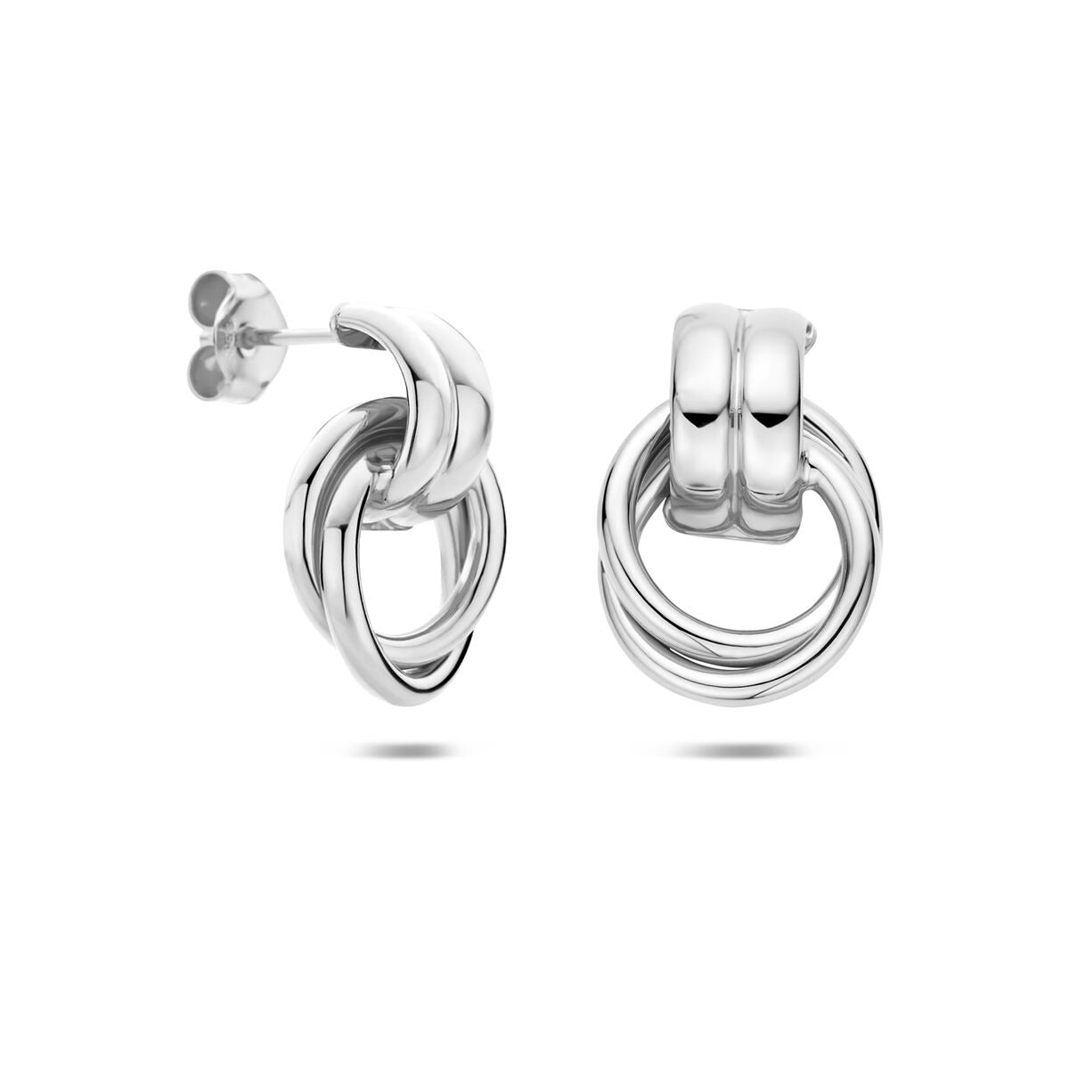 Rhodinierte 925er Silber Steckerohrringe 20 x 13.5 mm