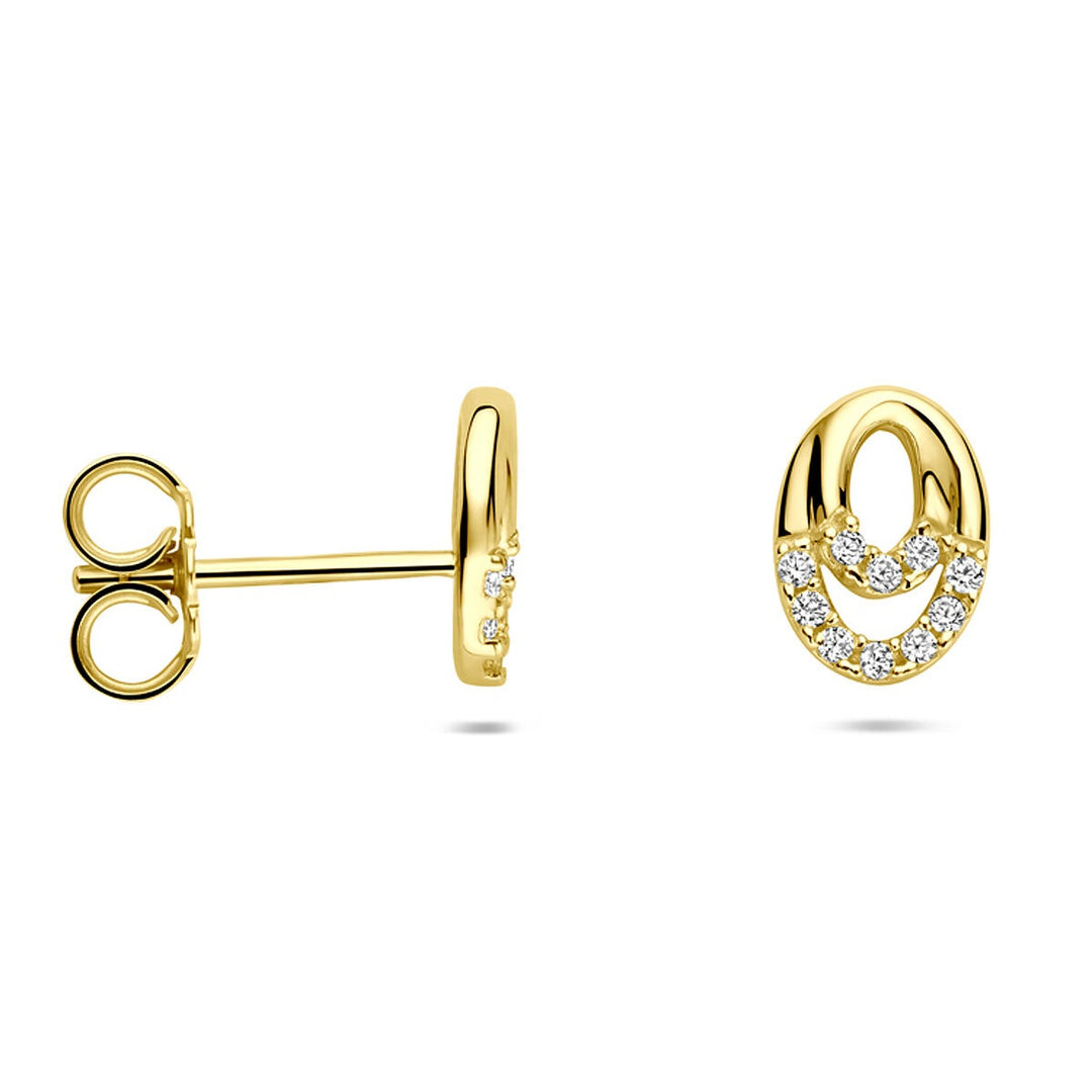 Gouden Oorknopjes 14k met Zirkonia – Entourage Zetting