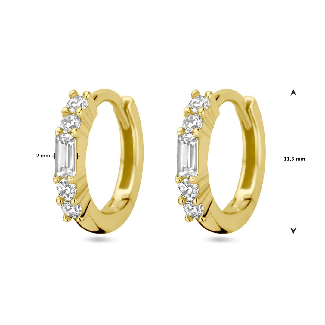 Verguld Zilveren Klapoorringen met Zirkonia – 11.5x2 mm