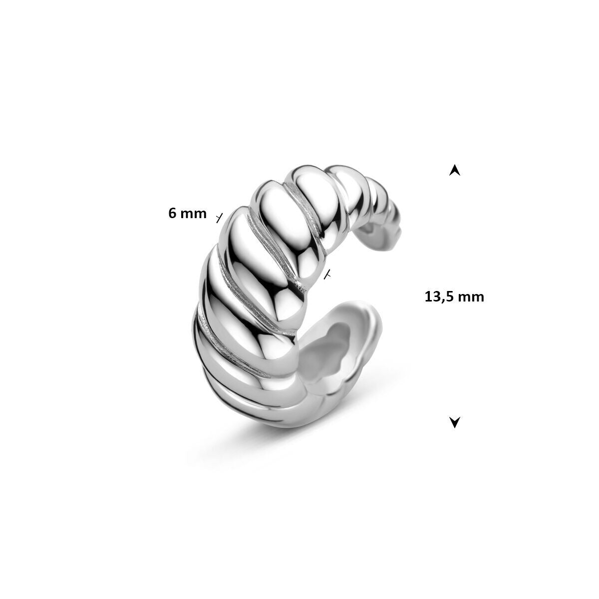 Silberne Ohrklemme – rhodiniert 925, 13.5x6mm