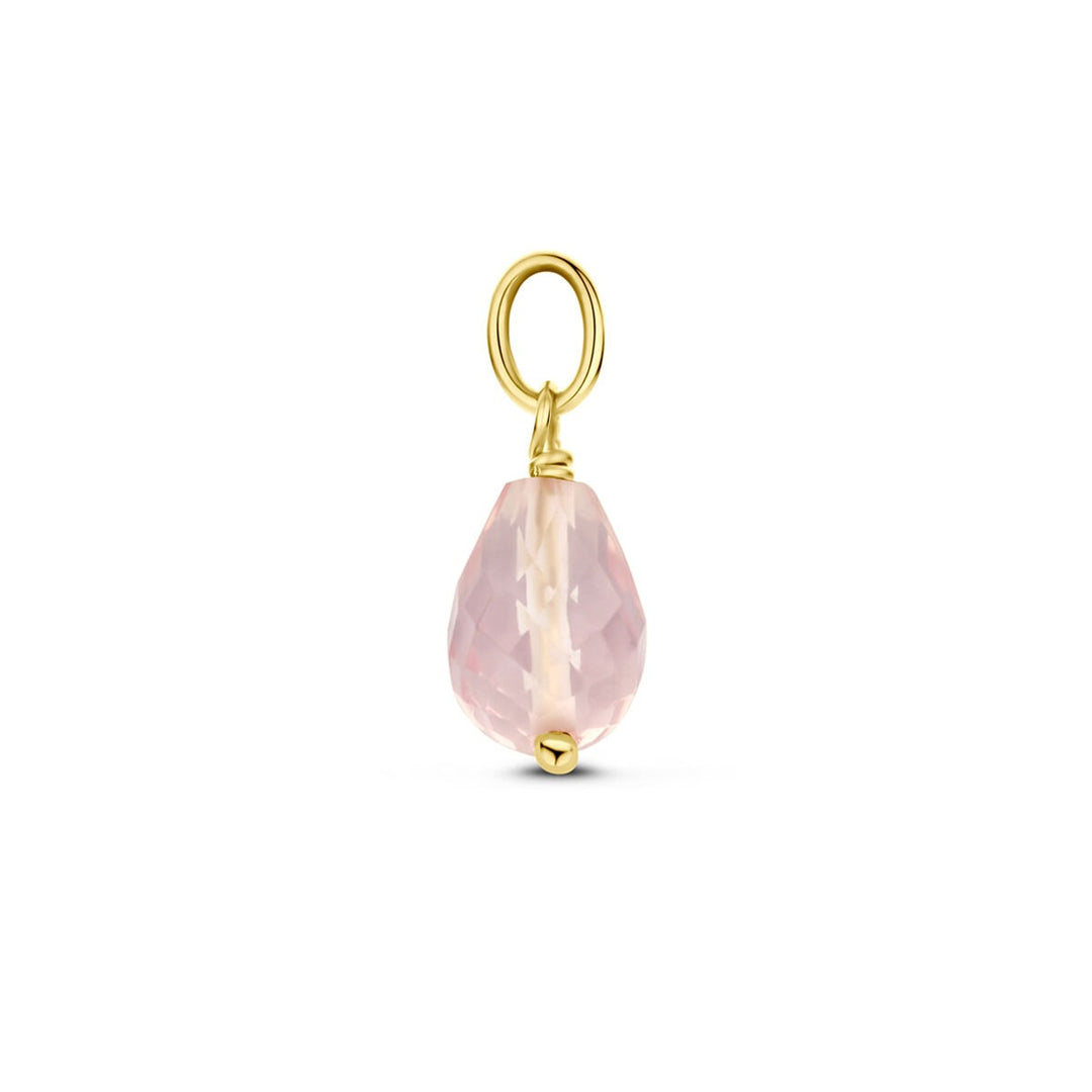 14k Geelgouden Hanger met Rozenkwarts – Briolette Geslepen
