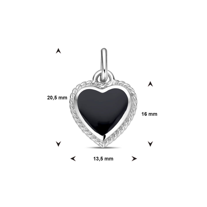 Anhänger Herz Onyx Silber rhodiniert