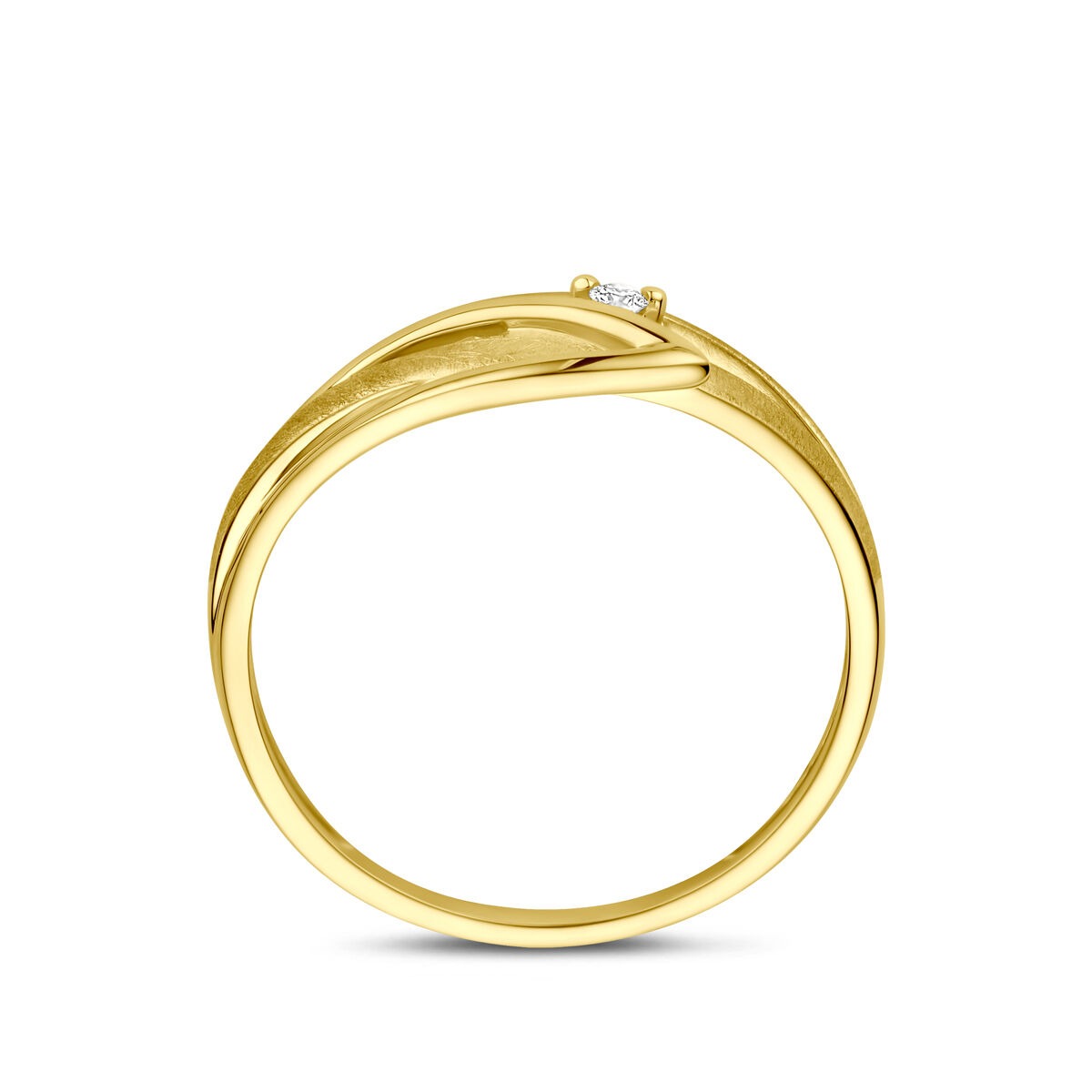 14 Karat Gelbgold Damenring mit Diamant – 7 mm breit