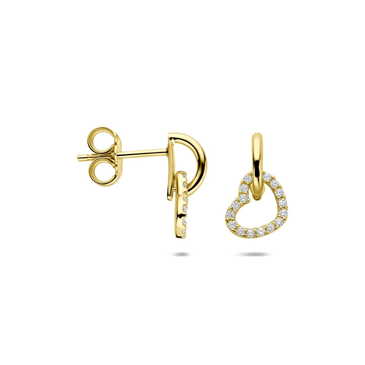 Goldohrringe 14k Herzform mit Zirkonia – Damen