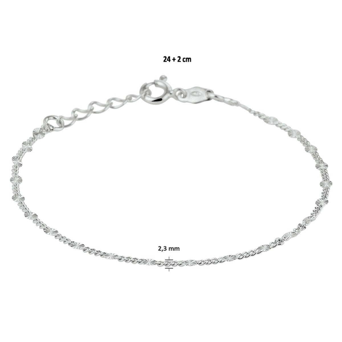 Rhodiniertes Silberarmband – 24–26 cm