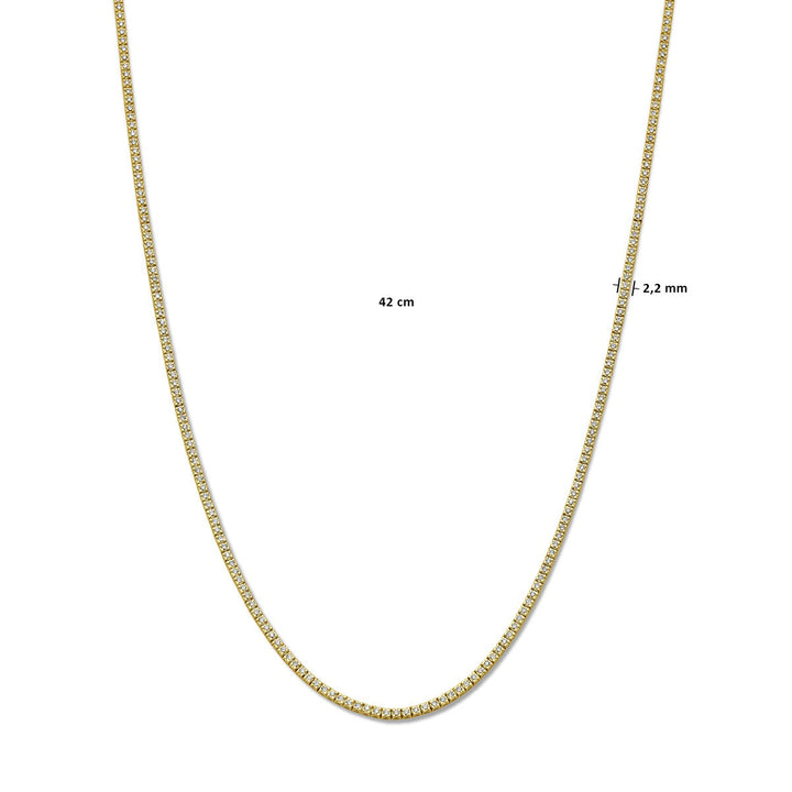 Tennishalskette Diamant 3,00 ct H SI 2,2 mm 42 cm 14 K Gelbgold