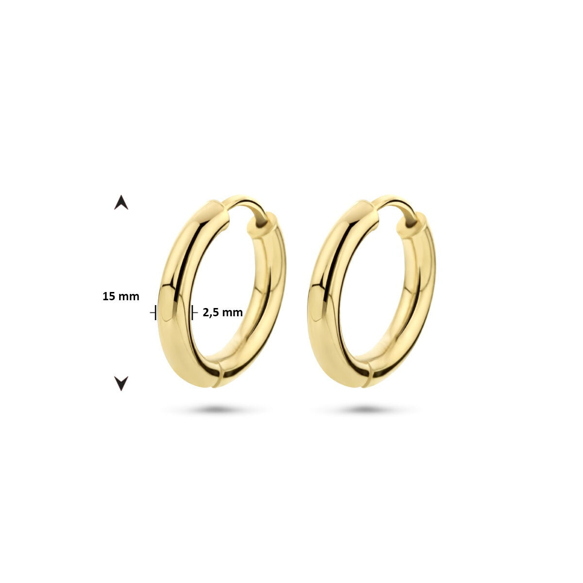 9-Karat-Goldohrringe – 15 mm