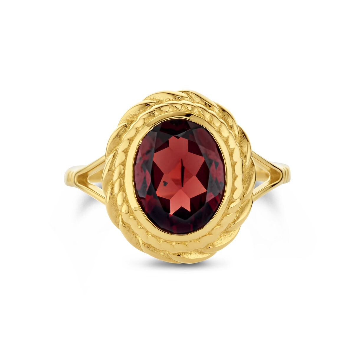 Goldring 14k mit Granat – Ovalschliff
