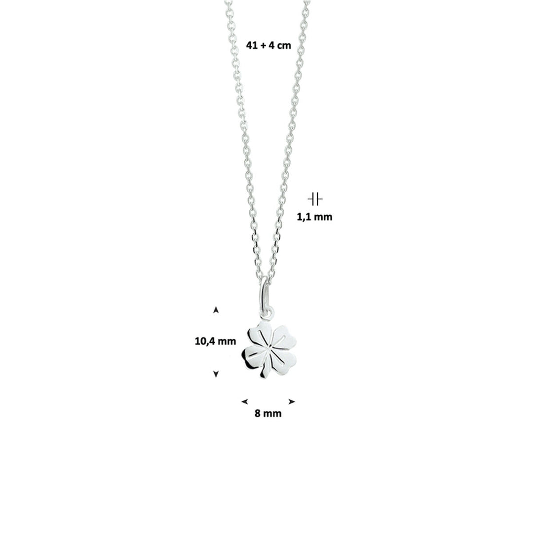 Halskette Klee 41 + 4 cm Silber weiß