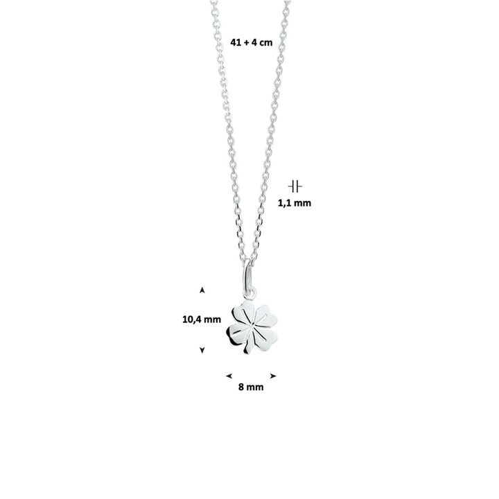 Halskette Klee 41 + 4 cm Silber weiß