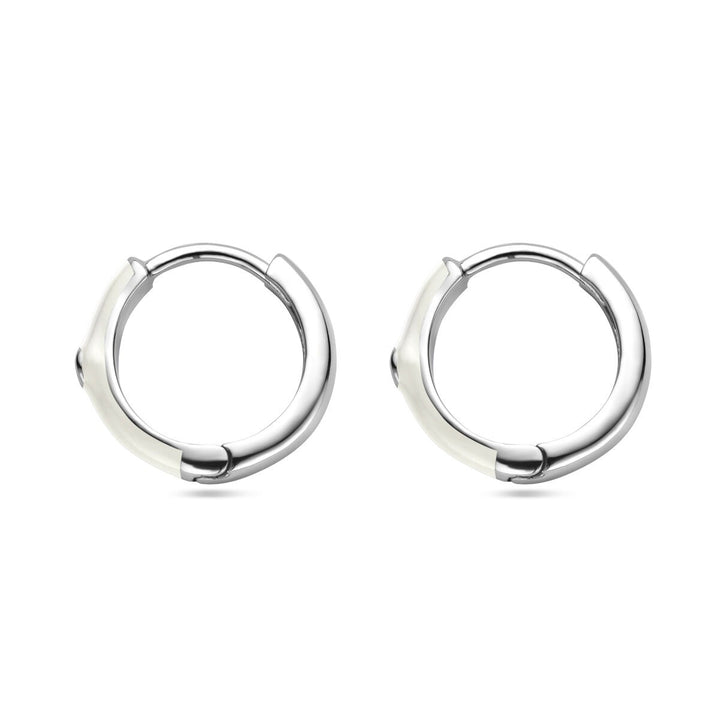 Ohrhänger mit Zirkonia und weißer Emaille, Silber rhodiniert