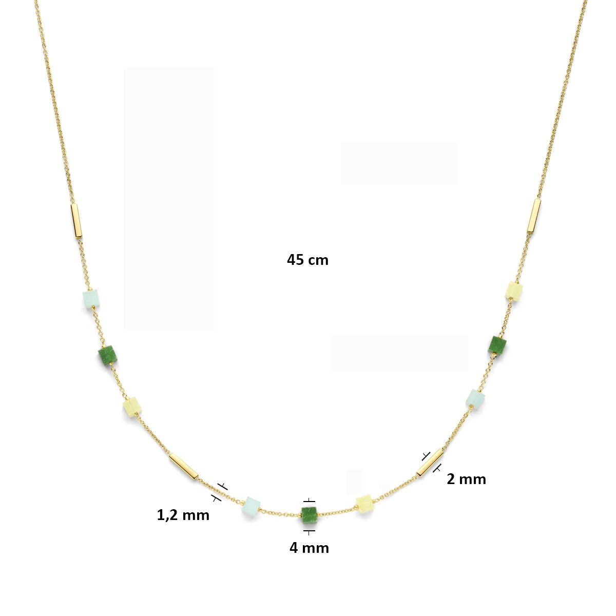 Gold Collier 14k mit blauem und grünem Quarzit – Damen