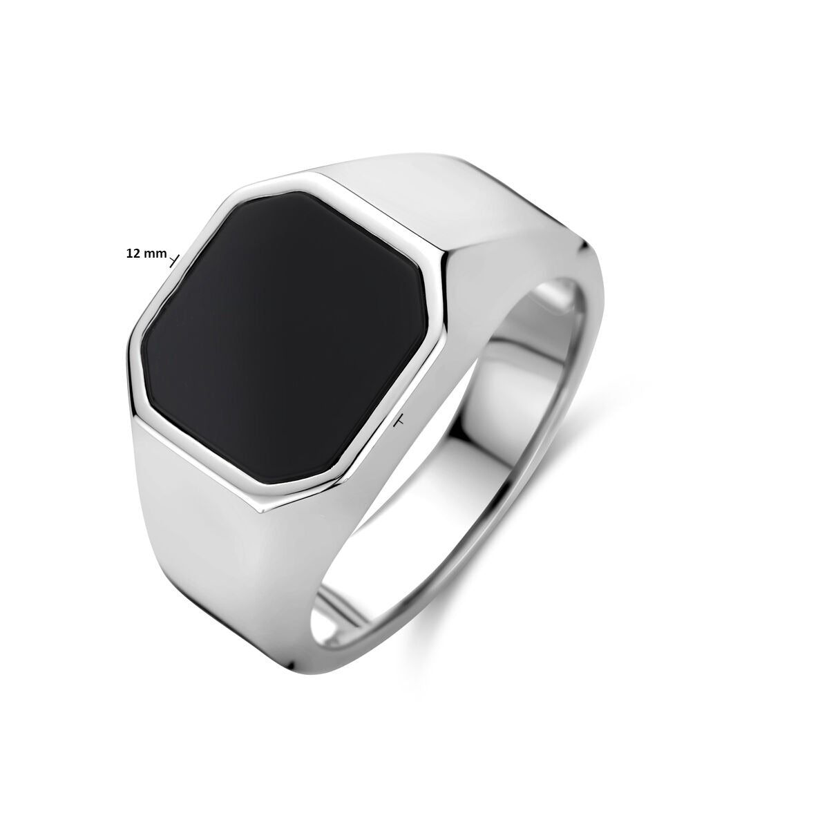 925 Rhodiniert Silber Siegelring mit Onyx